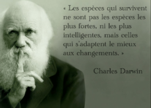 Charles Darwin : « Les espèces qui survivent ne sont pas les espèces les plus fortes, ni les plus intelligentes, mais celles qui s'adaptent le mieux aux changements. »